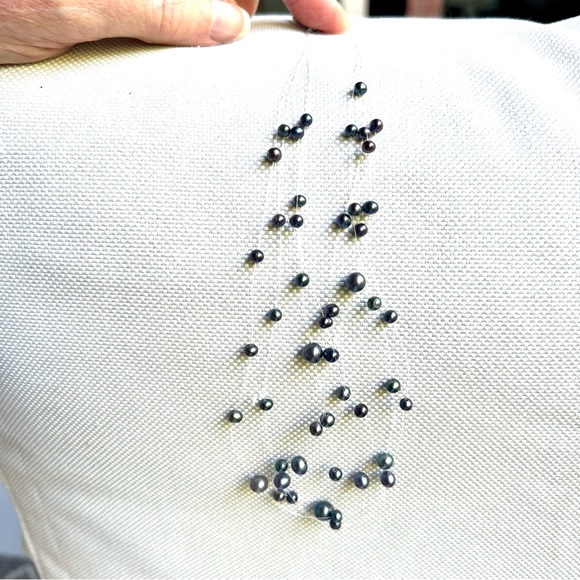 Vintage blue freshwater pearl multi strand Illusion floating necklace 16” - Picture 1 of 5